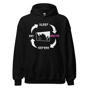 Eat, Sleep, Anime, Repeat! Hoodie | Stylischer Kapuzenpullover für Anime-Liebhaber