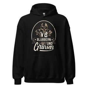 V8, blubbern und GRINSEN Hoodie | Stylischer Kapuzenpullover für Autoliebhaber