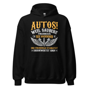 Saubere Fingernägel und Autos Hoodie | Stylischer Kapuzenpullover für Autoliebhaber