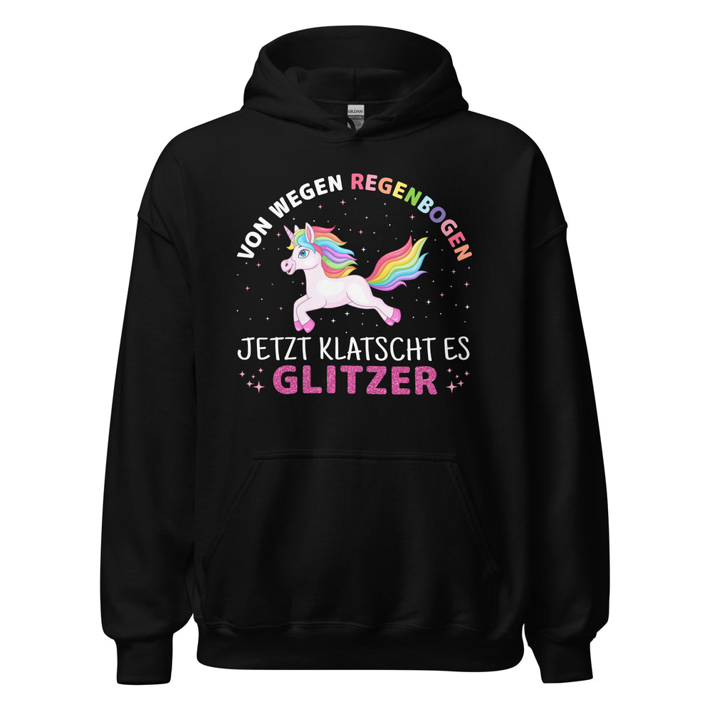 Jetzt klatscht es GLITZER Hoodie | Lustiger Regenbogen Spruch Kapuzenpullover