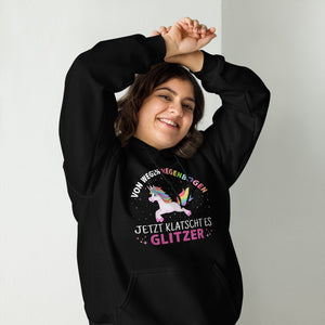 Jetzt klatscht es GLITZER Hoodie | Lustiger Regenbogen Spruch Kapuzenpullover