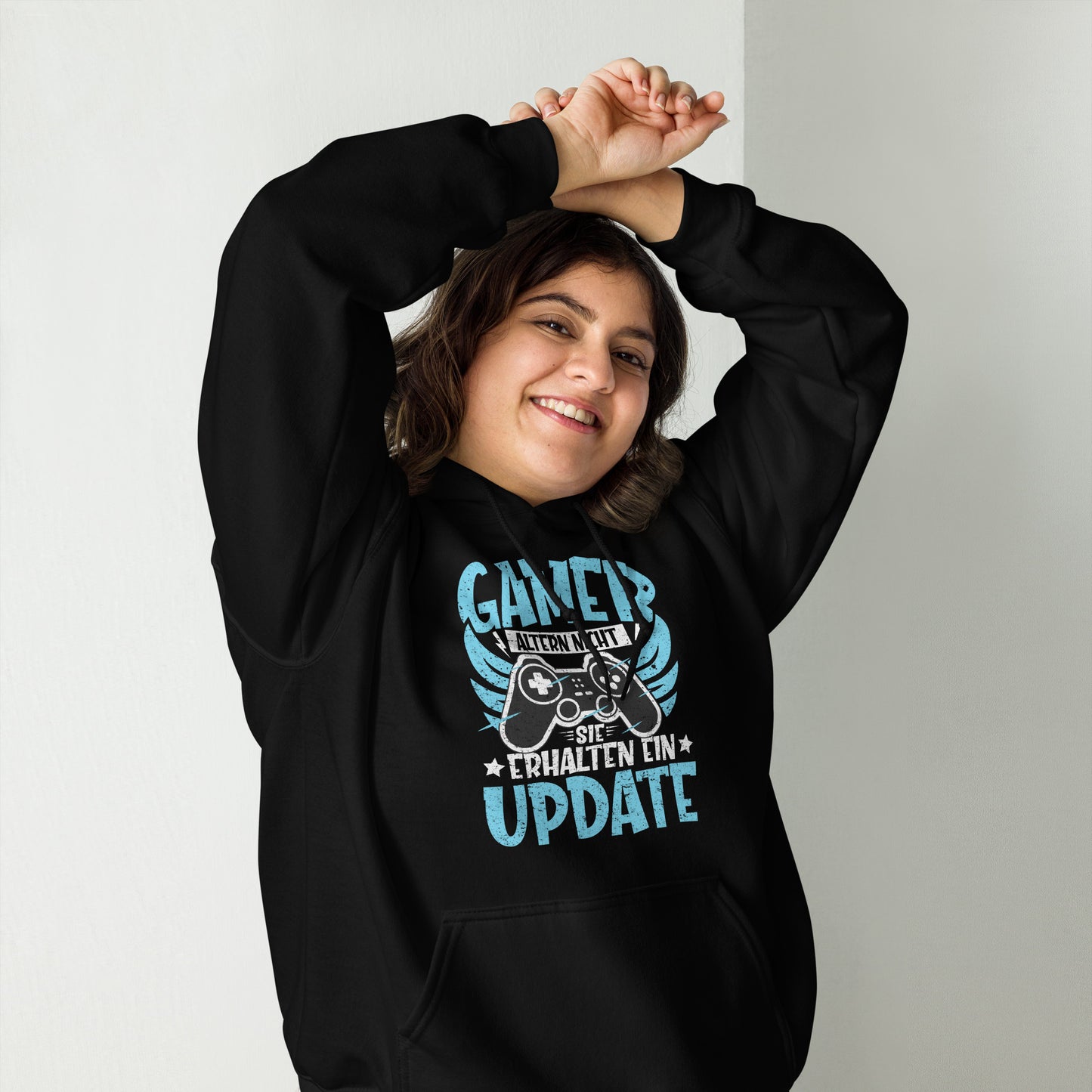 Gamer Hoodie mit Spruch "Gamer altern nicht, sie erhalten ein Update"