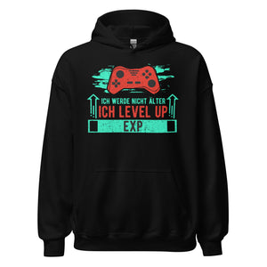 Coole Level-up Gaming-Kapuzenpullover | Spruch: "Nicht alternd, Level up EXP!"