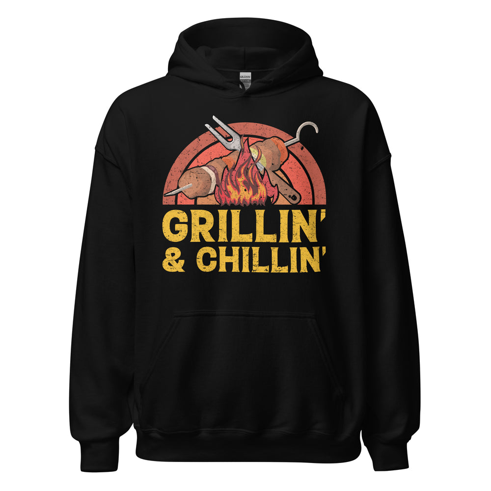 Entspannter Grill-Kapuzenpullover | Spruch: "Grillin und Chillin. Entspannt grillen."