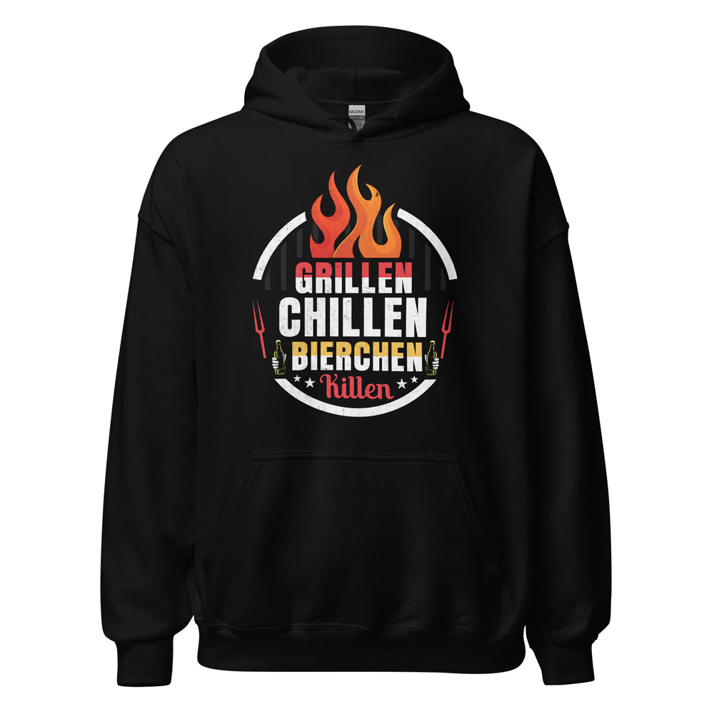 Cooler Grill-Kapuzenpullover | Spruch: "GRILLEN! CHILLEN! Bierchen Killen!"