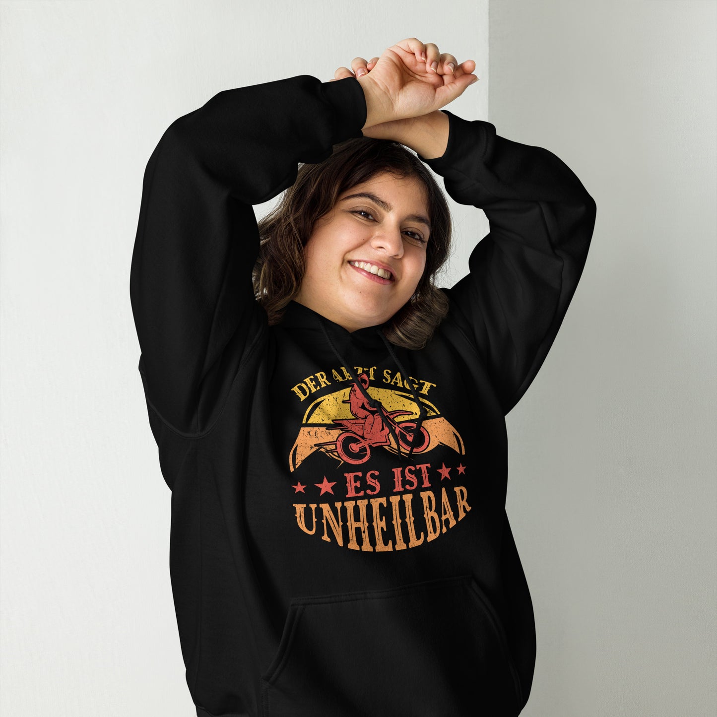 Coole Kapuzenpullover mit dem Spruch 'Der Arzt sagt, es ist unheilbar'