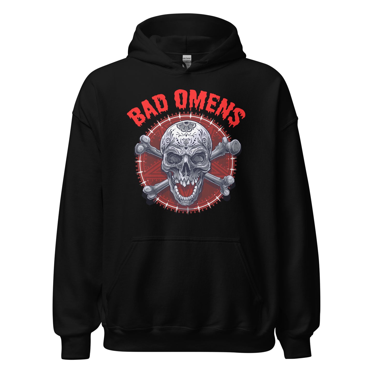 Bad Omens! Schlechtes Omen! Totenkopf Style Hoodie | Unheimlicher Kapuzenpullover