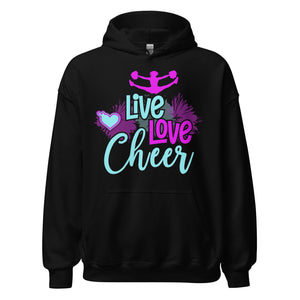 Hoodie mit Lebensmotto: Live! Love! Cheer! Cheerleader Vibe