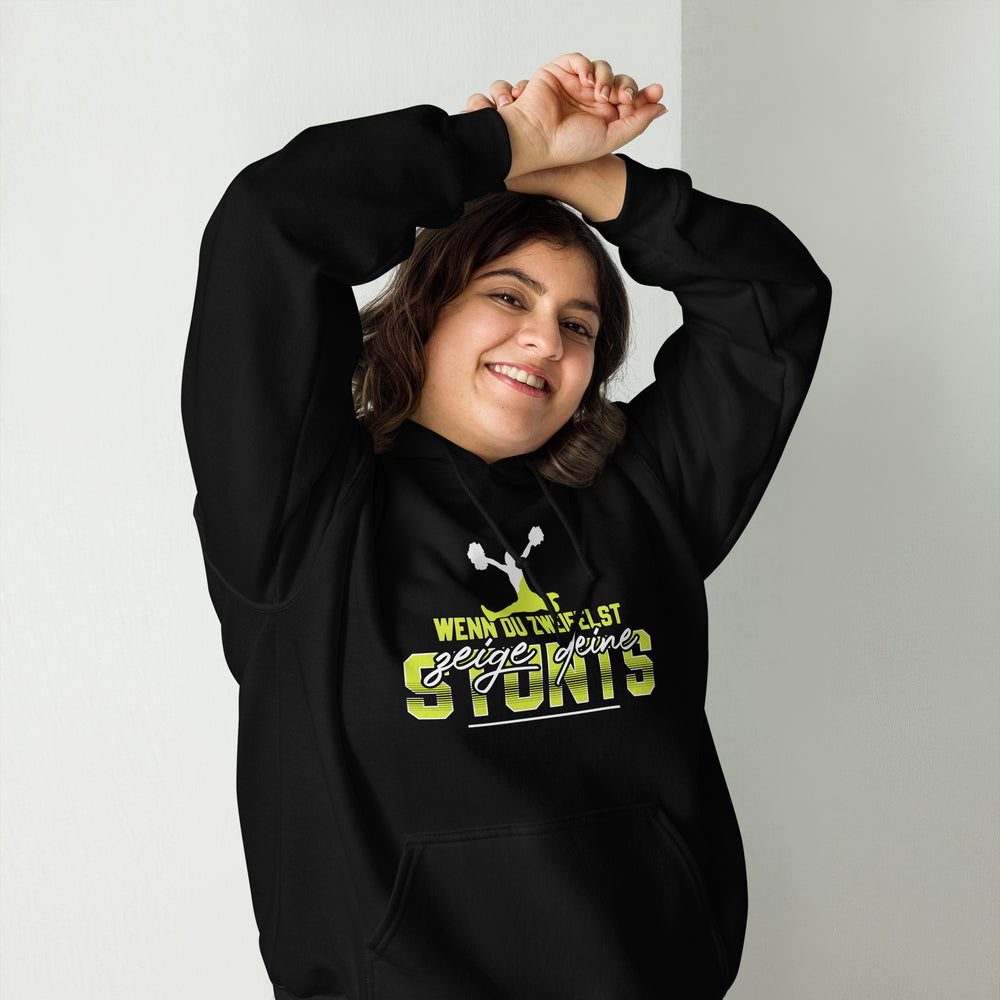 Stunts voller Selbstvertrauen: Cheerleader Fan Hoodie mit motivierendem Spruch