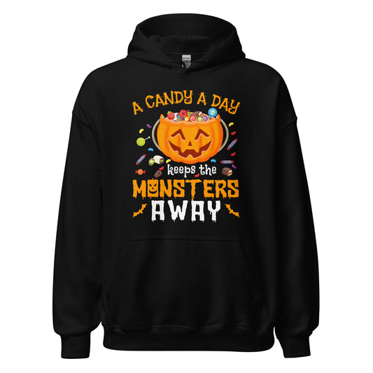 Halloween Hoodie: A Candy A Day keeps the Monsters away - Gruselig-cooler Kapuzenpullover