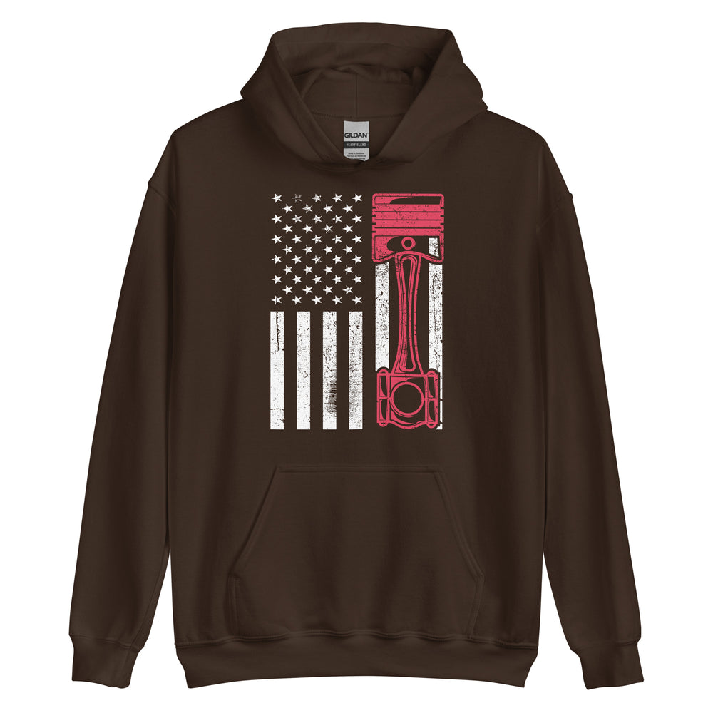 American Flag Muscle Car Hoodie | Stylischer Kapuzenpullover für Auto-Enthusiasten