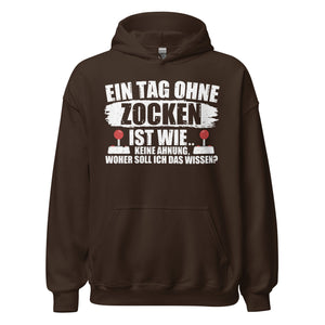 Lustiger Kapuzenpullover für Gaming-Fans | Spruch: "Keine Ahnung ohne Zocken!"