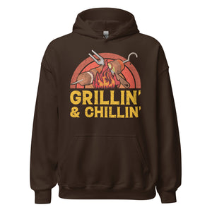 Entspannter Grill-Kapuzenpullover | Spruch: "Grillin und Chillin. Entspannt grillen."