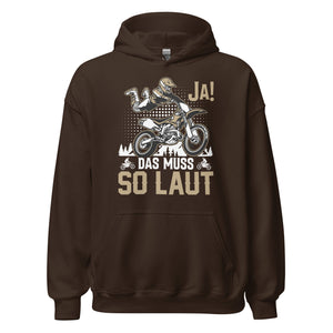 Lauter Motocross-Kapuzenpullover | Spruch: "JA! Motocross laut!"