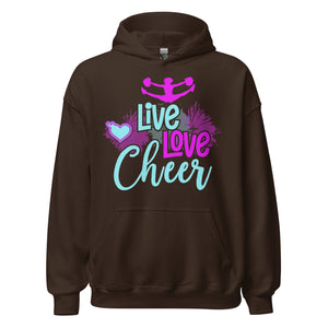 Hoodie mit Lebensmotto: Live! Love! Cheer! Cheerleader Vibe