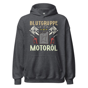 Blutgruppe Motoröl Hoodie | Stylischer Kapuzenpullover für Auto-Enthusiasten