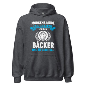 Morgens müde, Abends blau Hoodie | Stylischer Kapuzenpullover für Bäcker