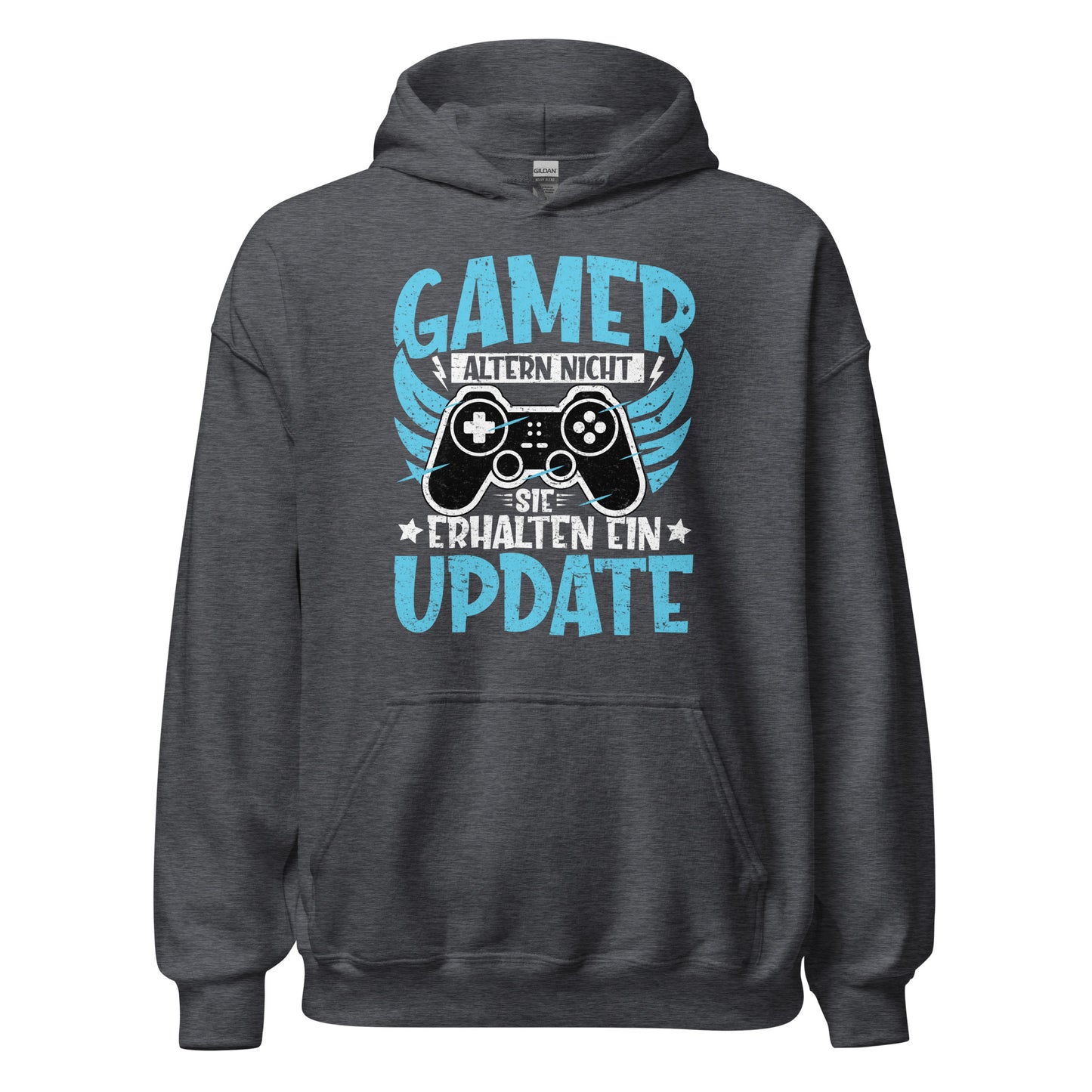 Gamer Hoodie mit Spruch "Gamer altern nicht, sie erhalten ein Update"