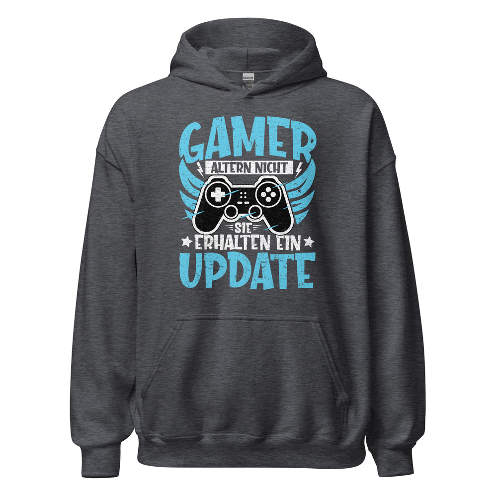 Gamer Hoodie mit Spruch "Gamer altern nicht, sie erhalten ein Update"