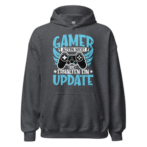 Gamer Hoodie mit Spruch "Gamer altern nicht, sie erhalten ein Update"