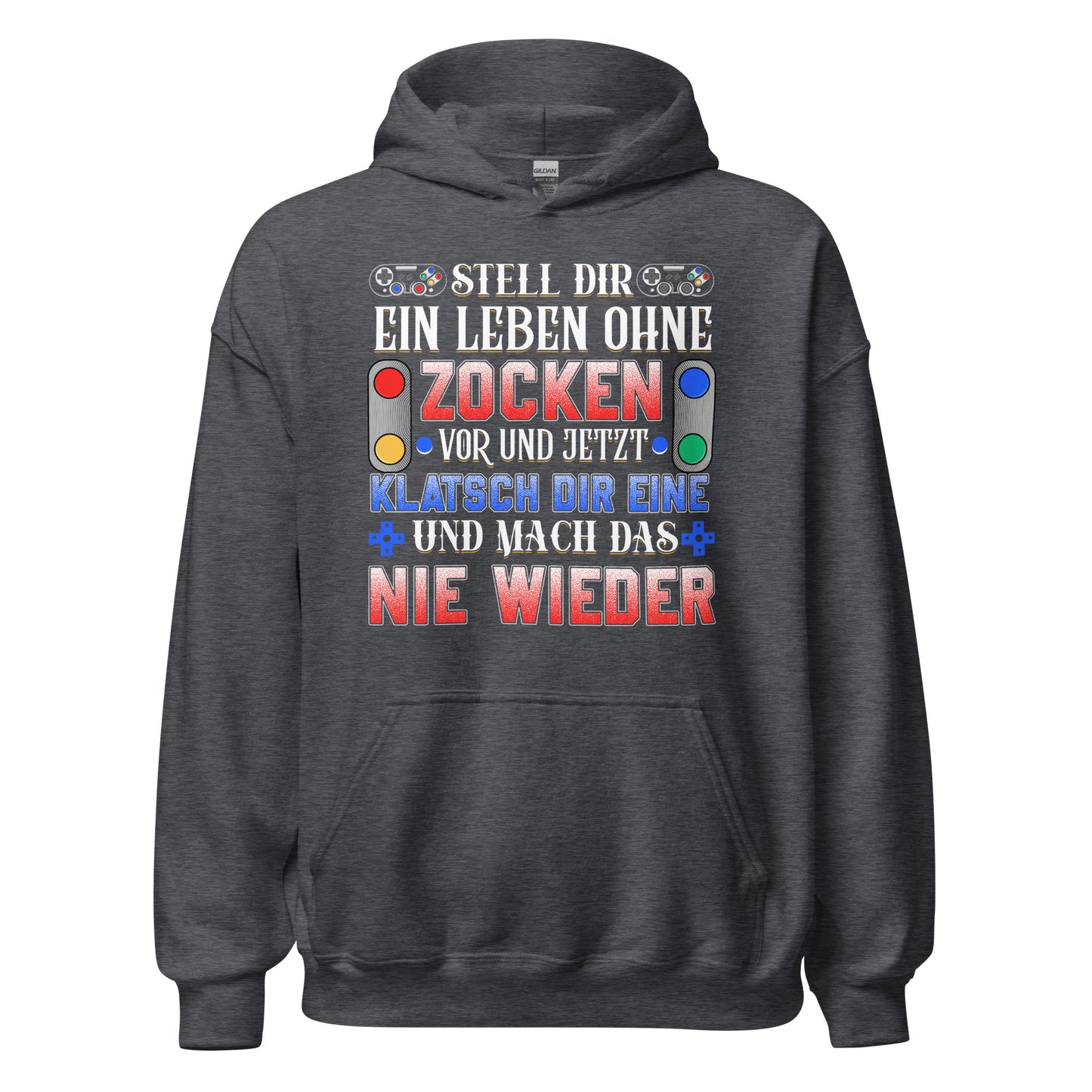 Hochwertiger Kapuzenpullover für Gaming-Enthusiasten | Spruch: "Nie wieder ohne Zocken!"