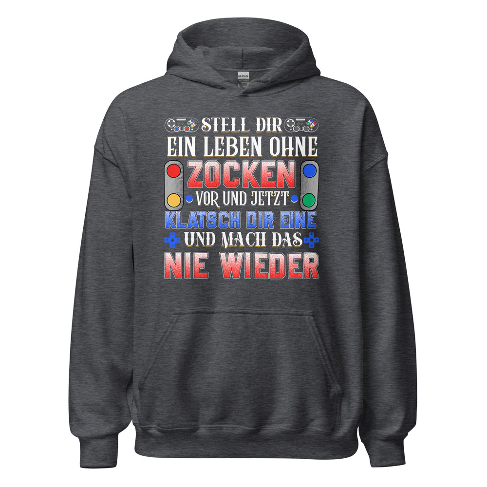 Hochwertiger Kapuzenpullover für Gaming-Enthusiasten | Spruch: "Nie wieder ohne Zocken!"