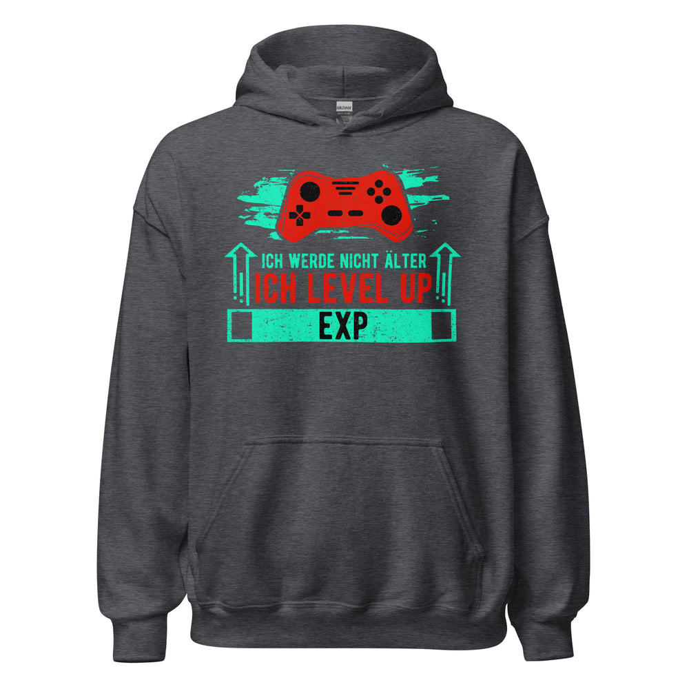 Coole Level-up Gaming-Kapuzenpullover | Spruch: "Nicht alternd, Level up EXP!"