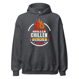 Cooler Grill-Kapuzenpullover | Spruch: "GRILLEN! CHILLEN! Bierchen Killen!"