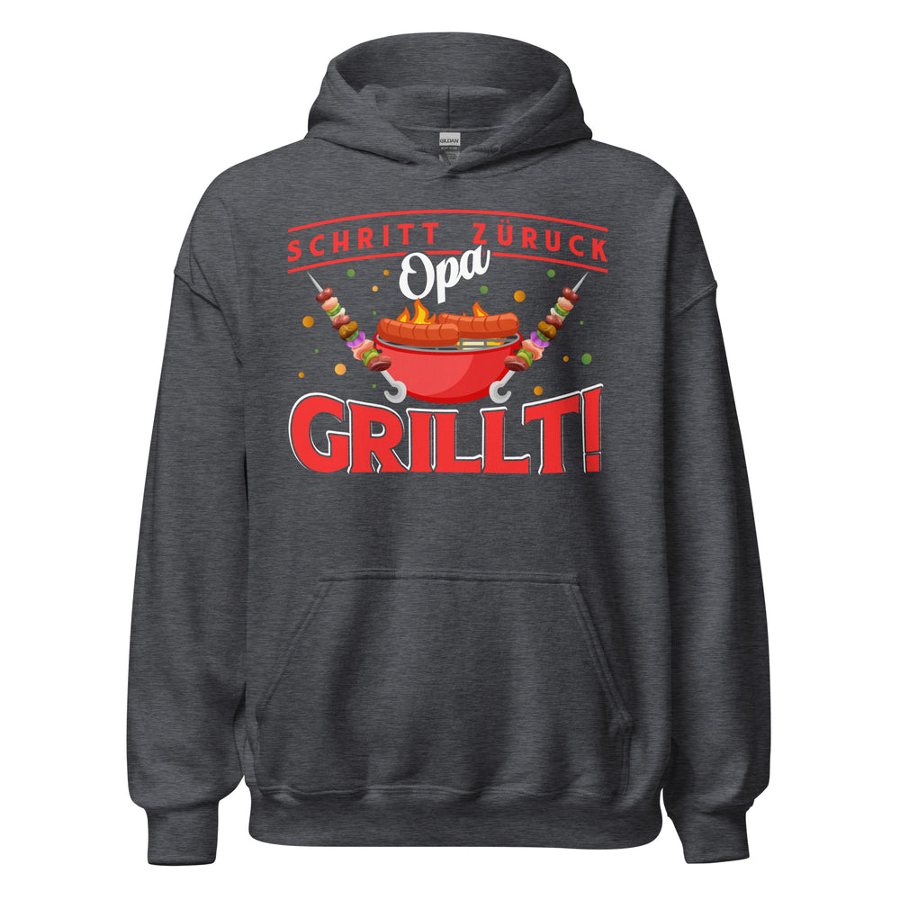 Lustiger Opa Grill-Kapuzenpullover | Spruch: "Schritt zurück, der Opa grillt!"