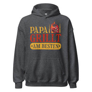 Trendiger Papa Grill-Kapuzenpullover | Spruch: "Papa GRILLT am besten!"