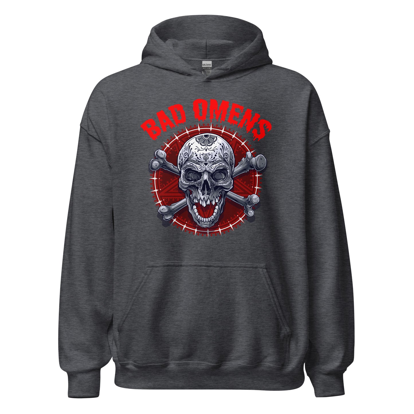 Bad Omens! Schlechtes Omen! Totenkopf Style Hoodie | Unheimlicher Kapuzenpullover
