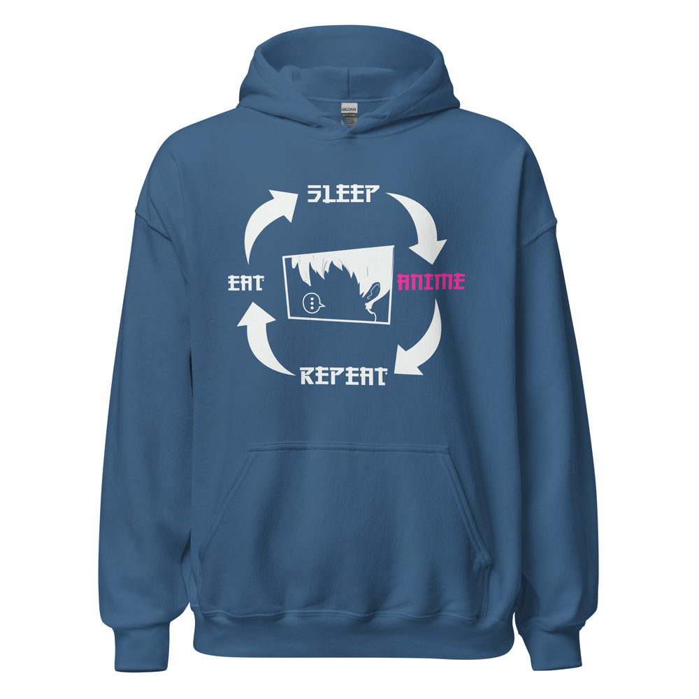 Eat, Sleep, Anime, Repeat! Hoodie | Stylischer Kapuzenpullover für Anime-Liebhaber