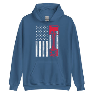 American Flag Muscle Car Hoodie | Stylischer Kapuzenpullover für Auto-Enthusiasten