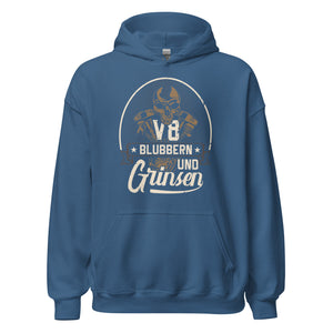 V8, blubbern und GRINSEN Hoodie | Stylischer Kapuzenpullover für Autoliebhaber