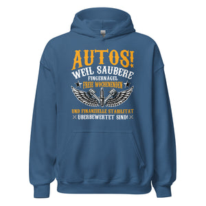 Saubere Fingernägel und Autos Hoodie | Stylischer Kapuzenpullover für Autoliebhaber