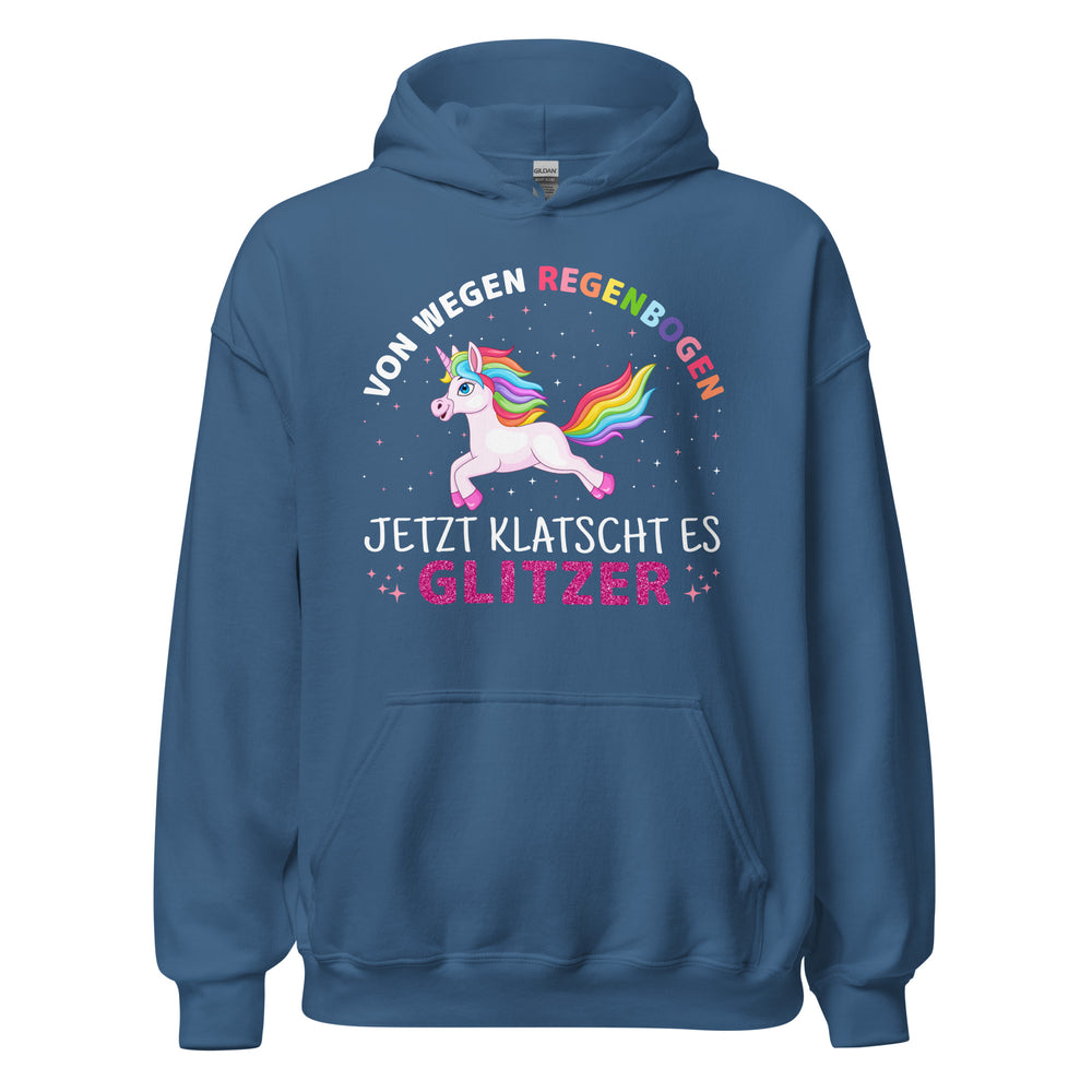 Jetzt klatscht es GLITZER Hoodie | Lustiger Regenbogen Spruch Kapuzenpullover