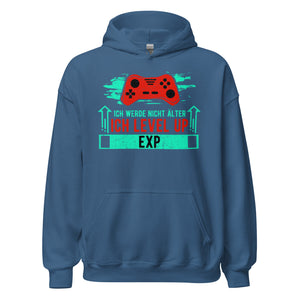 Coole Level-up Gaming-Kapuzenpullover | Spruch: "Nicht alternd, Level up EXP!"