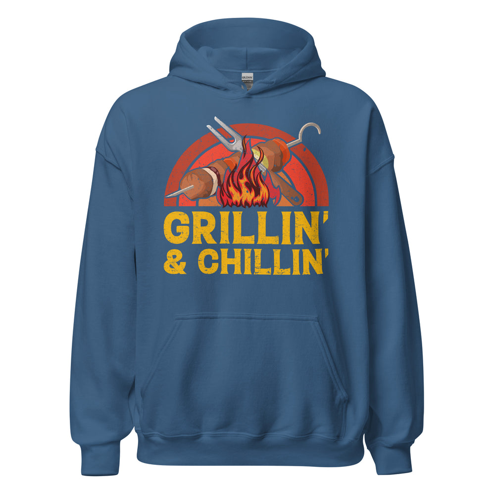 Entspannter Grill-Kapuzenpullover | Spruch: "Grillin und Chillin. Entspannt grillen."