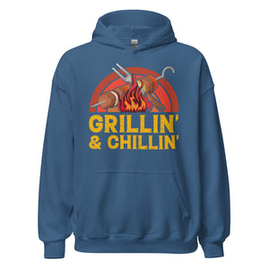 Entspannter Grill-Kapuzenpullover | Spruch: "Grillin und Chillin. Entspannt grillen."