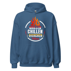 Cooler Grill-Kapuzenpullover | Spruch: "GRILLEN! CHILLEN! Bierchen Killen!"