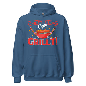 Lustiger Opa Grill-Kapuzenpullover | Spruch: "Schritt zurück, der Opa grillt!"