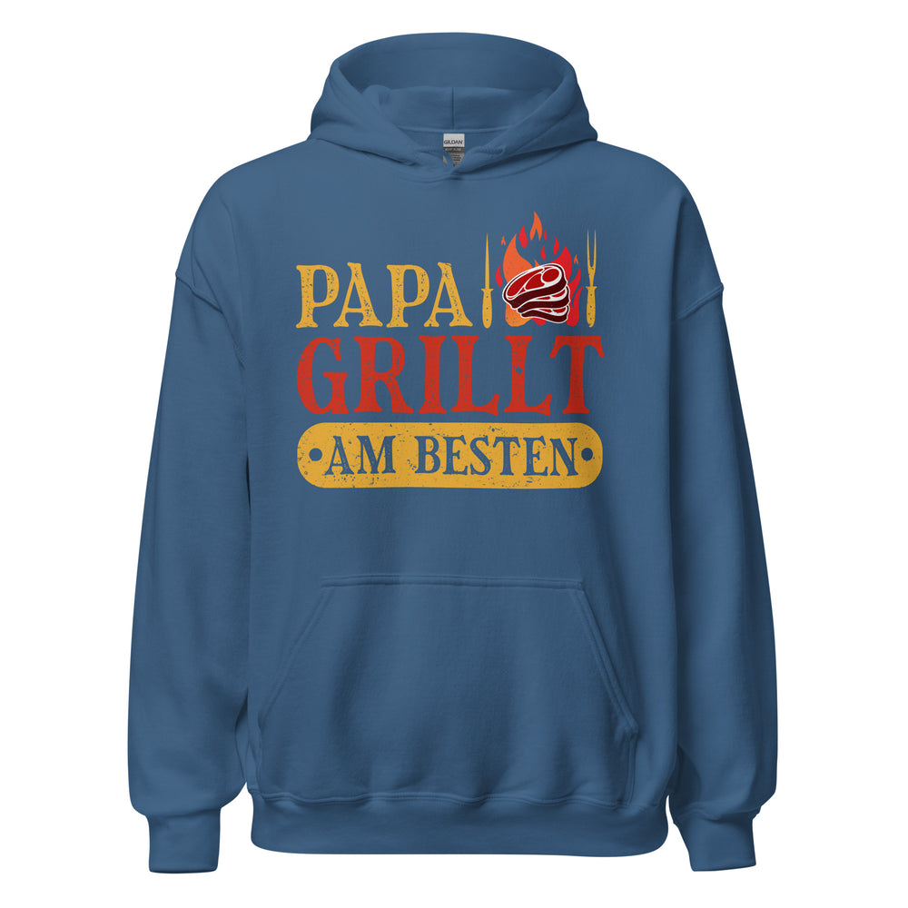 Trendiger Papa Grill-Kapuzenpullover | Spruch: "Papa GRILLT am besten!"