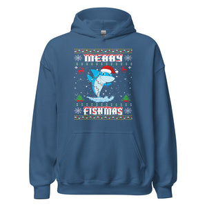 Merry Christmas Fishmas Hoodie - Lustiges Hai-Design für festliche Stimmung