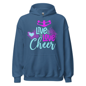 Hoodie mit Lebensmotto: Live! Love! Cheer! Cheerleader Vibe