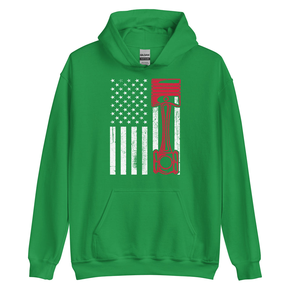 American Flag Muscle Car Hoodie | Stylischer Kapuzenpullover für Auto-Enthusiasten