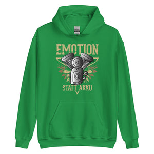 Echte Emotion statt Akku Hoodie | Stylischer Kapuzenpullover für Technikliebhaber