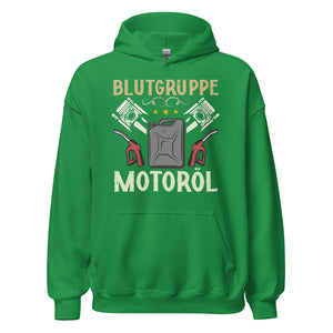 Blutgruppe Motoröl Hoodie | Stylischer Kapuzenpullover für Auto-Enthusiasten