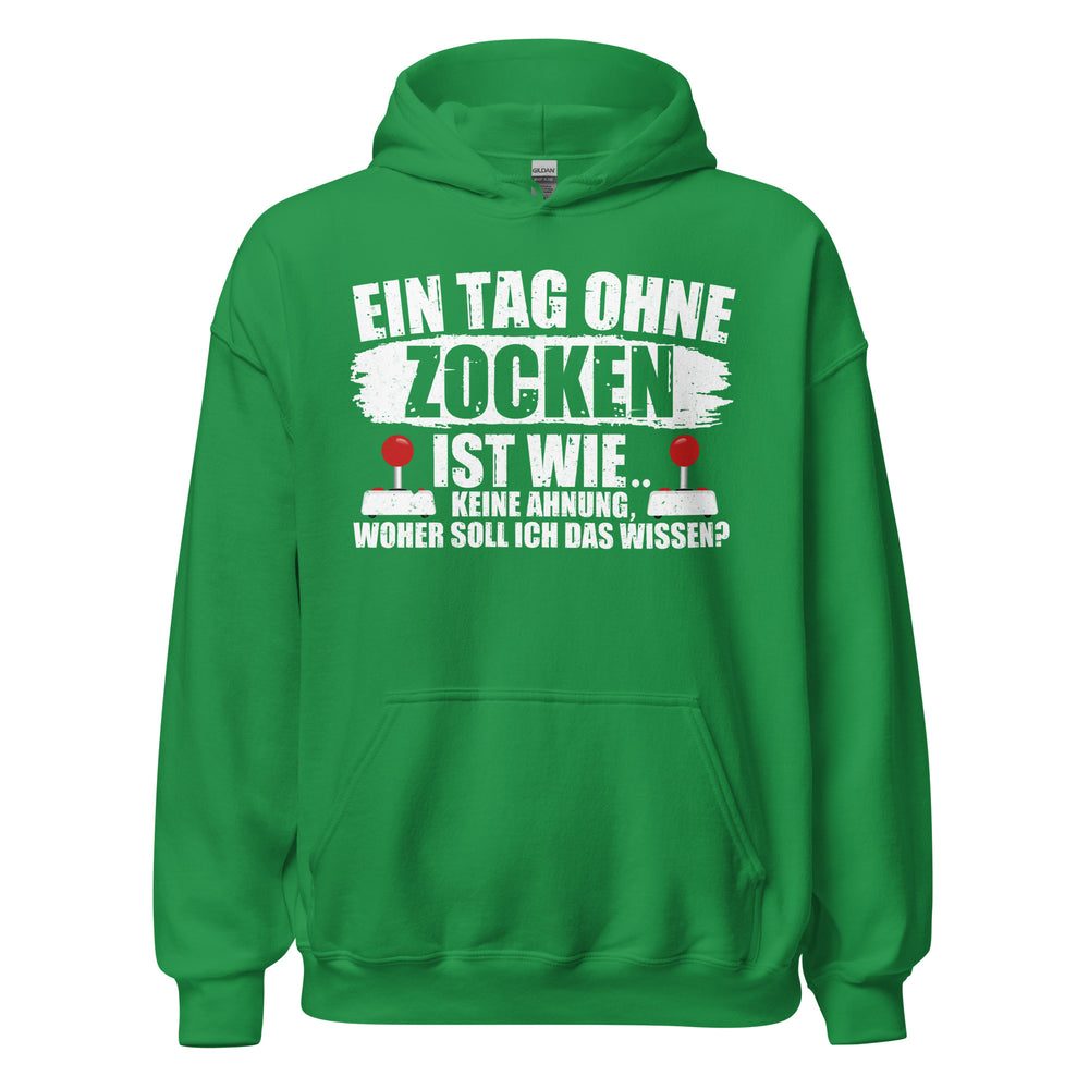 Lustiger Kapuzenpullover für Gaming-Fans | Spruch: "Keine Ahnung ohne Zocken!"