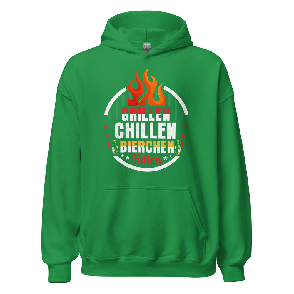 Cooler Grill-Kapuzenpullover | Spruch: "GRILLEN! CHILLEN! Bierchen Killen!"