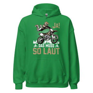 Lauter Motocross-Kapuzenpullover | Spruch: "JA! Motocross laut!"